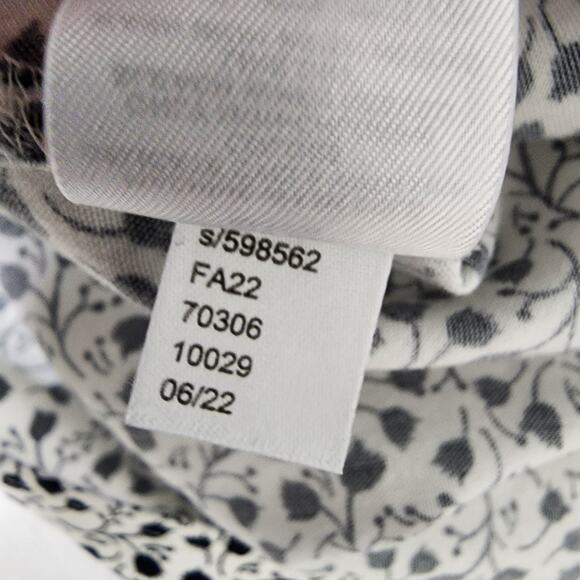 Loft Womens Top Small Floral Long Sleeve Black White Lightweight Tie Keyhole - Picture 9 of 9